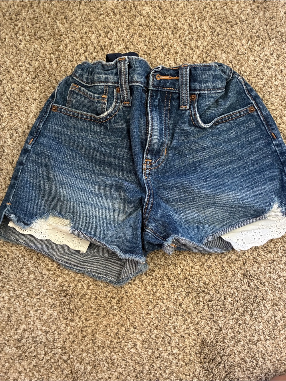 Old Navy Blue Denim Girls' Lace-Trim Shorts